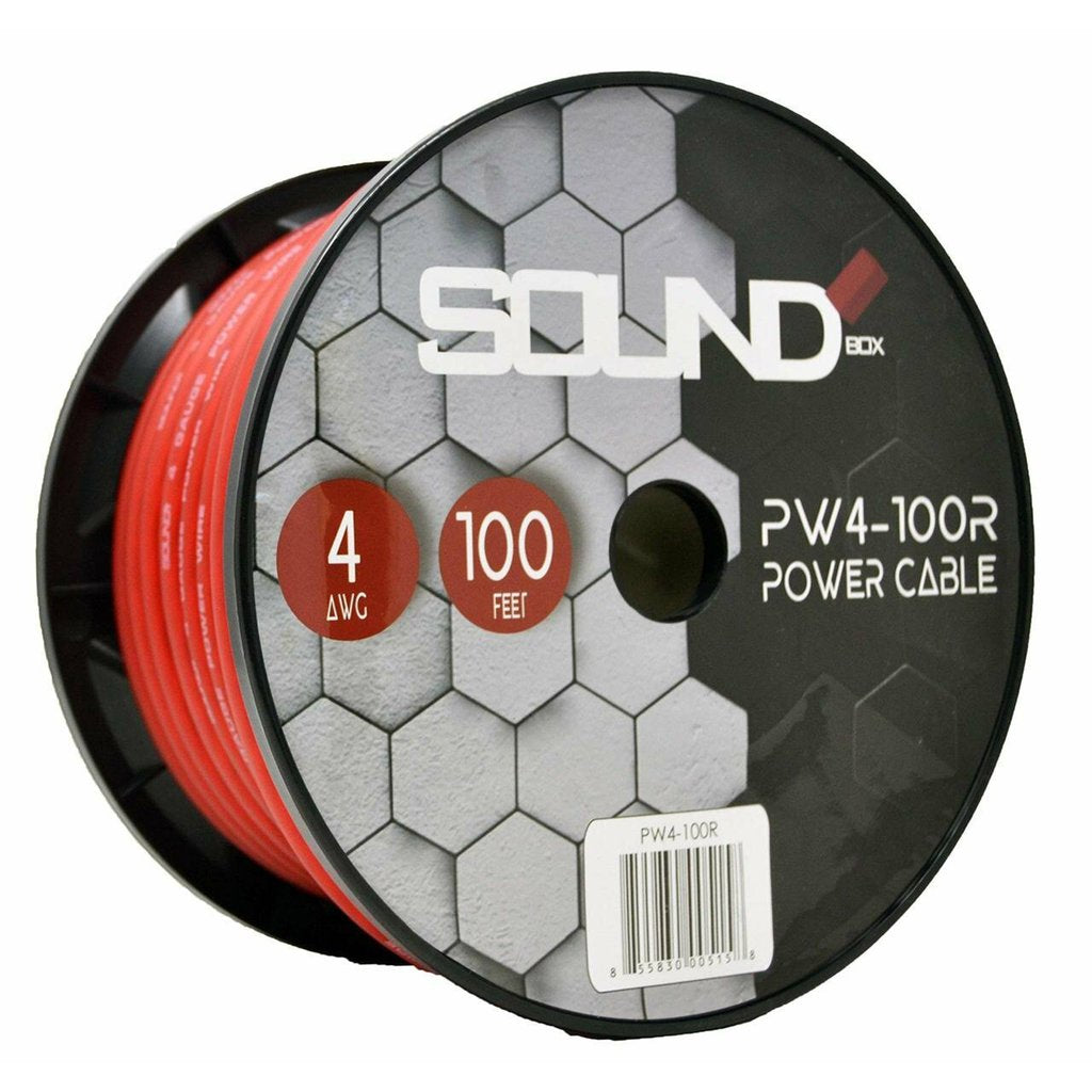 Connected 4 Gauge Oxygen Free Copper Power Wire 100' Spool- Red