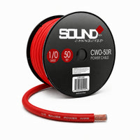 Load image into Gallery viewer, SoundBox CW0-50R, 1/0 Gauge CCA Battery Power / Ground Wire Spool - 50 Ft, Red
