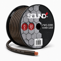 Load image into Gallery viewer, SoundBox PW0-50BK, 1/0 Gauge OFC Copper Amplifier Power / Ground Wire - 50 Ft. Spool - Black
