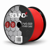Load image into Gallery viewer, SoundBox PW0-50R, 1/0 Gauge OFC Copper Amplifier Power / Ground Wire - 50 Ft. Spool - Red
