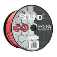 Load image into Gallery viewer, SoundBox PW0-50R, 1/0 Gauge OFC Copper Amplifier Power / Ground Wire - 50 Ft. Spool - Red
