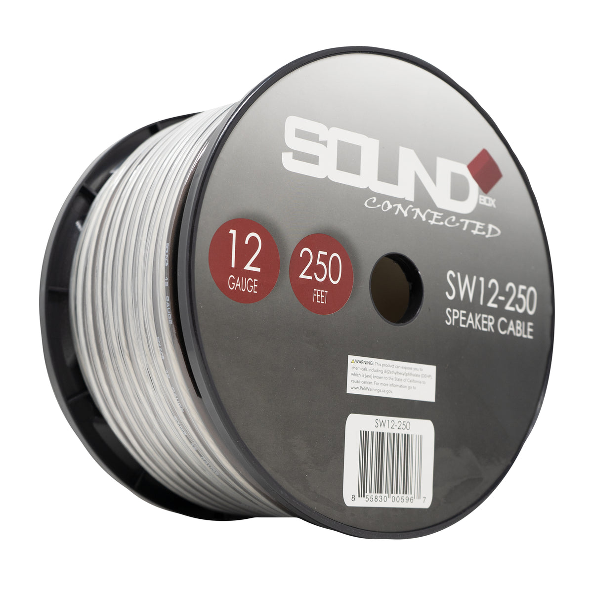 Connected 250 Foot Spool, 12 Gauge Frosted Speaker Wire