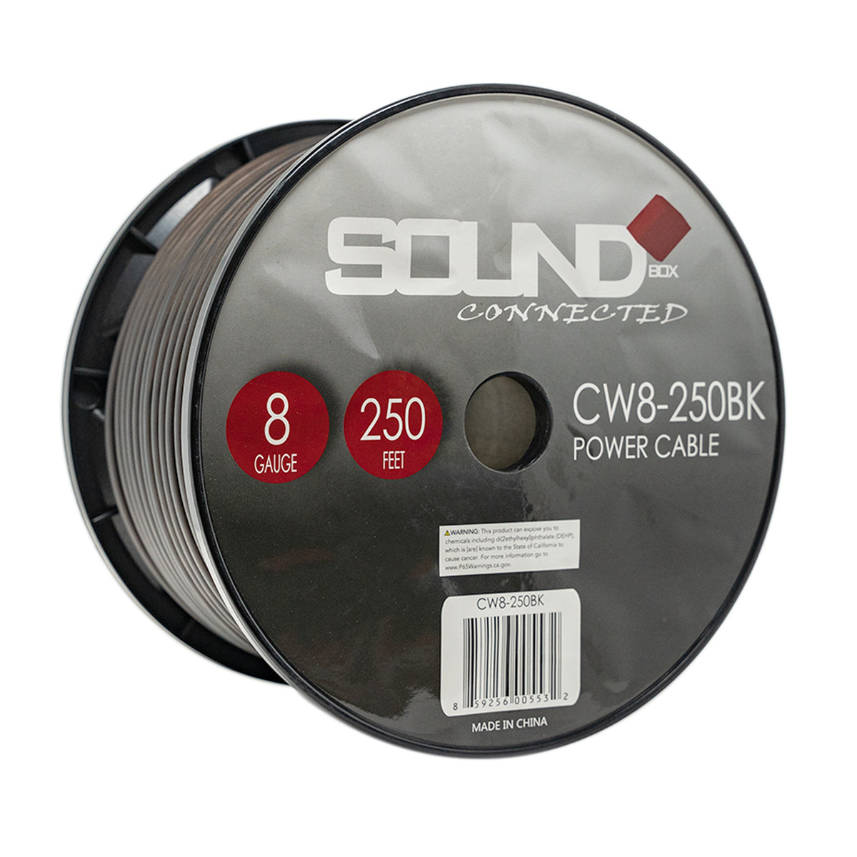 Connected 8 Gauge CCA Power Wire 250' Spool- Black