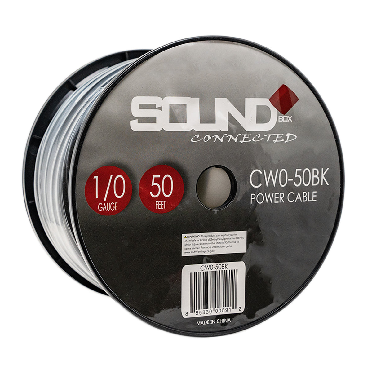 Connected 0 Gauge CCA Power Wire 50' Spool- Black