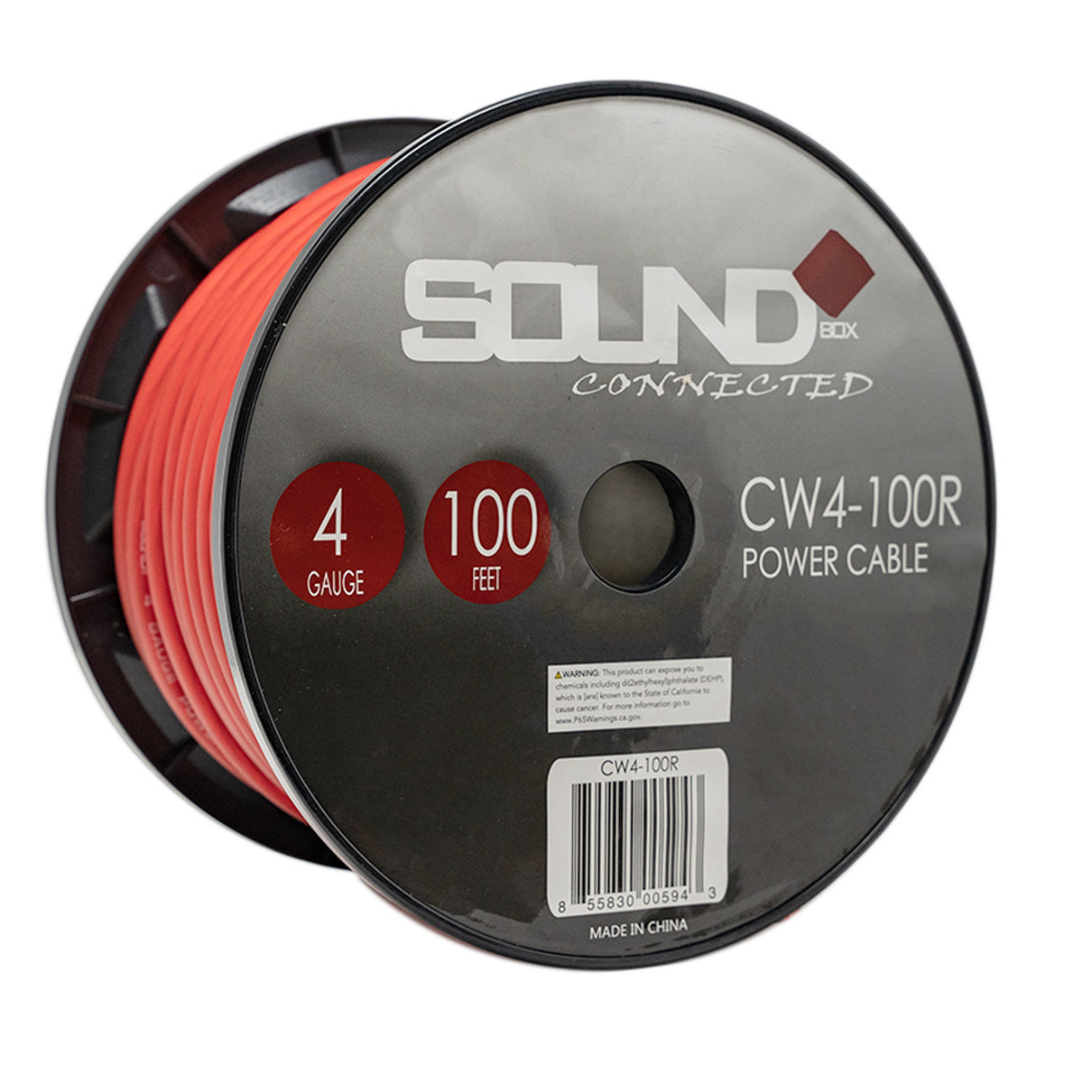 Connected 4 Gauge CCA Power Wire 100' Spool- Red