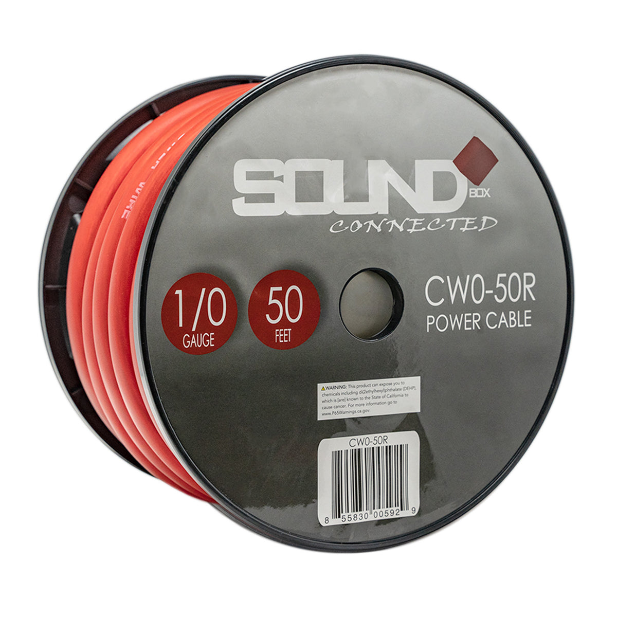 Connected 0 Gauge CCA Power Wire 50' Spool- Red